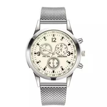 Роскошные часы Кварцевые часы Циферблат из нержавеющей стали Повседневные часы с браслетом One Size серебряный