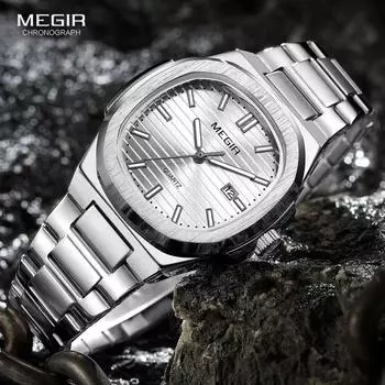 Роскошные часы мужские деловые водонепроницаемые мужские часы светящиеся дата нержавеющая сталь квадратные кварцевые мужские часы Reloj Hombre серебряный