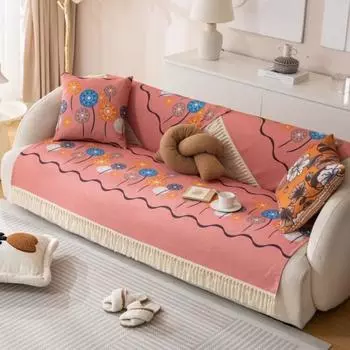 Роскошные чехлы для диванов с кисточками, чехлы для диванов в гостиную, нескользящие чехлы для подлокотников, подушки для дивана, универсальные чехлы для диванов с цветами из льна 70X70