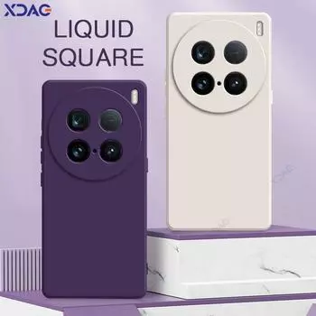 Роскошные чехлы для сотовых телефонов VIVO X100 Ultra 5G квадратные жидкие силиконовые сумки-чехлы VIVOX100Ultra X100Ultra двойной подкладочный мягкий чехол VIVO X100 Ultra