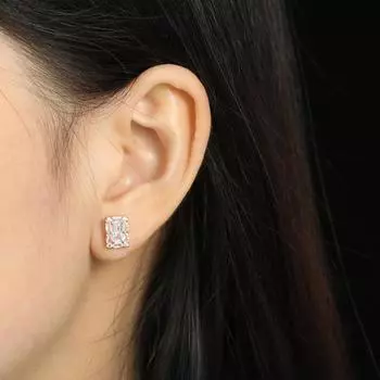 Роскошные циркониевые серьги в простом прямоугольном трапециевидном стиле