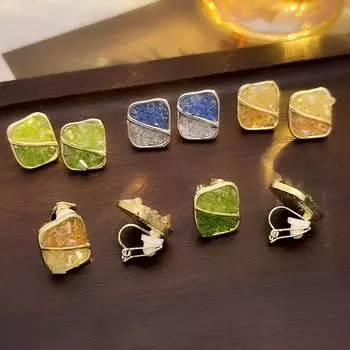 Роскошные цветные серьги-клипсы со стразами и градиентом без пирсинга, модные серьги