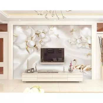 Роскошные цветочные 3d большие фрески ювелирные изделия лебедь фон настенные фрески 3d обои 200 cm(W) x 140 cm(H)