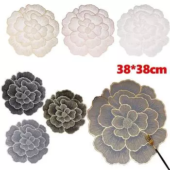 Роскошные цветочные салфетки, круглые салфетки для кухни, обеденного стола, свадебного стола, декора White Gold