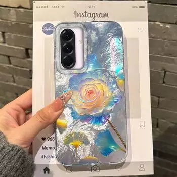 Роскошные цветы бамбук женский чехол для Samsung Galaxy A56 A16 A17 A26 A36 A06 A07 A55 A35 A25 A54 S24 S25 Ultra S22 S23 FE чехол Samsung A35 белый