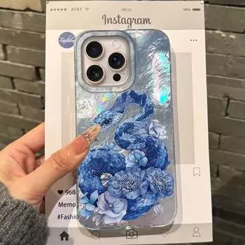Роскошные цветы змея бабочка женский чехол для телефона для Apple iphone 16pro 15 16 14 13 Pro Max 16e 12 11 7 8 Plus XR SE Fundas Cover ipone 16e белый