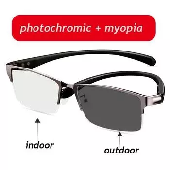 Роскошные деловые полукадровые фотохромные очки для близорукости, модные женские и мужские очки по рецепту, готовые очки для близорукости 0