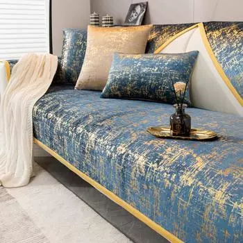 Роскошные диванные подушки для гостиной, высококачественная современная зимняя нескользящая подушка для сиденья, универсальный подлокотник для четырех сезонов, тканевый чехол для полотенец 70x70cm синий