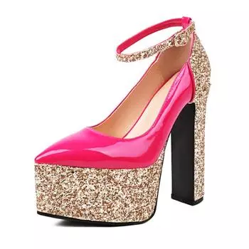 Роскошные дизайнерские сандалии для женщин, новые летние блестящие туфли с острым носком для женщин, большой размер 43, туфли-лодочки на платформе Mary Janes 37