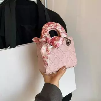 Роскошные дизайнерские шарфы из искусственной кожи, стеганая детская сумка в клетку, повседневная сумка через плечо, маленькая квадратная сумка-тоут белый