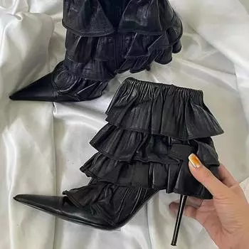 Роскошные дизайнерские женские ботильоны, модные туфли с острым носком, осень-зима, на тонком высоком каблуке, женские короткие ботильоны Morder 35