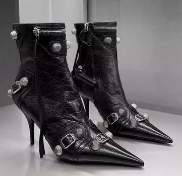 Роскошные дизайнерские женские ботильоны с тонкими ботильонами, модные элегантные туфли с острым носком на тонком высоком каблуке, женские короткие ботильоны Morder 35 чёрный
