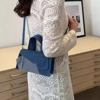 Роскошные дизайнерские женские джинсовые джинсовые сумки через плечо, новая маленькая квадратная сумка с завязанной ручкой, большая сумка-мессенджер 19.5x6.5x11cm синий