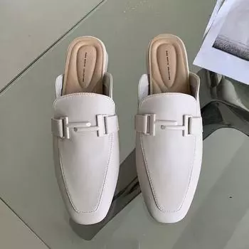 Роскошные дизайнерские женские шлепанцы с пряжкой, повседневные лоферы на плоской подошве, мокасины с закрытым носком, модные удобные шлепанцы из искусственной кожи, весенняя обувь 41 абрикосовый