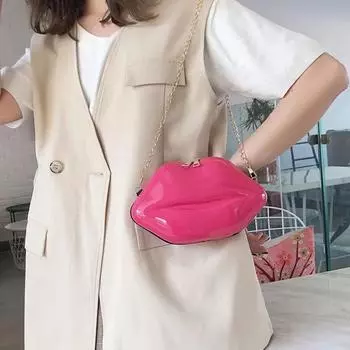 Роскошные дизайнерские женские сумки 2024 Новая женская сумка с принтом губ, однотонная сумка-мессенджер на молнии, трендовая брендовая сумка чистого цвета