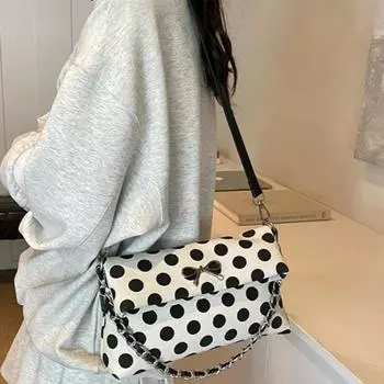 Роскошные дизайнерские женские сумки, новые модные сумки через плечо с цепочкой и мягкими ремешками, вместительные сумки с бантом в горошек