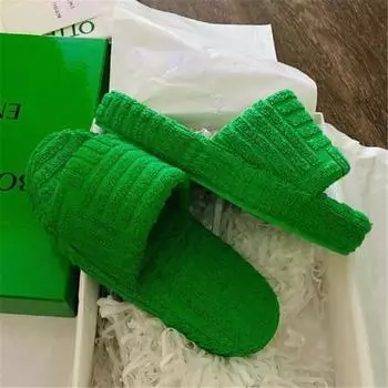Роскошные дизайнерские женские зеленые тапочки на толстой подошве, вельветовые туфли на плоской подошве, женские шлепанцы с открытым носком, удобные шлепанцы на платформе, женские шлепанцы