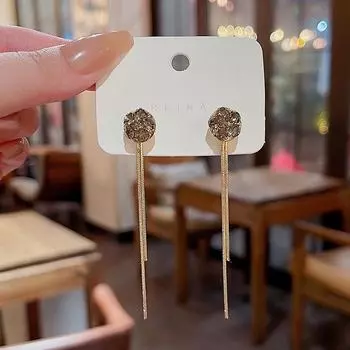 Роскошные длинные серьги-игл с кисточками из серебра 925 пробы с цирконами для женщин, трансформируемый стиль. A1000 золотой