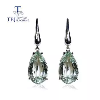 Роскошные длинные серьги с застежкой, натуральный зеленый аметист, груша, 12*20 мм, серьги с драгоценными камнями, серебро 925 пробы, изысканные ювелирные изделия для женщин L зелёный