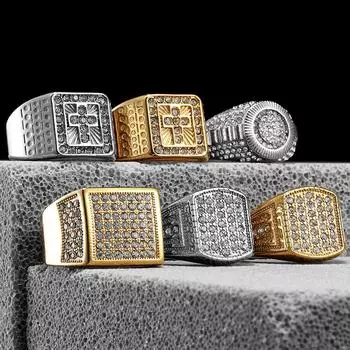 Роскошные драгоценные камни хип-хоп крест мужские кольца из нержавеющей стали женские парные украшения панк новые в рок модные аксессуары 10