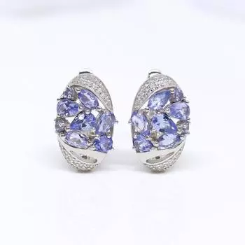 Роскошные драгоценные камни, натуральные синие серьги с танзанитом из стерлингового серебра 925 пробы для женщин, подарок на годовщину, свадьбу и день рождения m синий