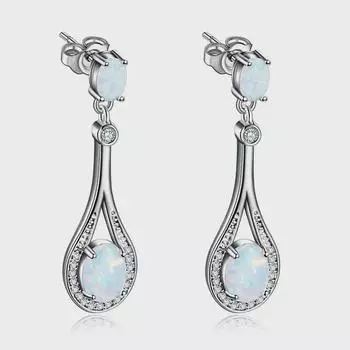 Роскошные европейские и американские серьги с двойным овалом из опала для женщин