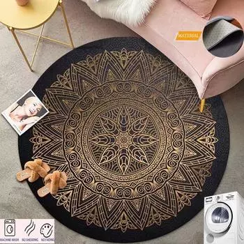 Роскошные европейские круглые ковры для гостиной, дивана, эластичные напольные коврики, украшение для спальни, ковер для стула, противоскользящий коврик, моющийся 60cm 23.62 in