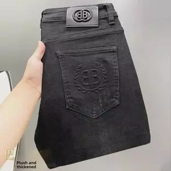 Роскошные европейские мужские черные узкие прямые джинсы - коллекция осень/зима 33