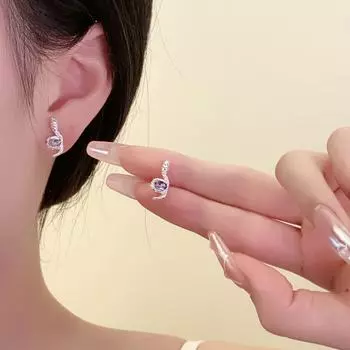 Роскошные фиолетовые серьги-змеи: Шикарные, модные, универсальные серьги-каффы для женщин. zircon snake фиолетовый