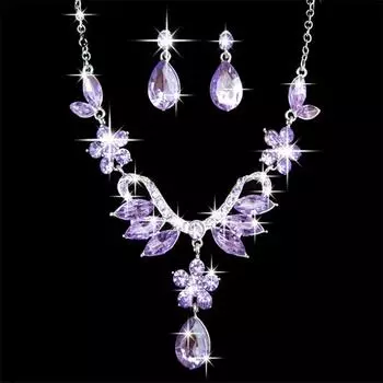 Роскошные фиолетовые/синие серьги-капли, ожерелья, комплекты ювелирных изделий для женщин, свадебные комплекты для помолвки, подарок синий