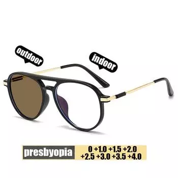 Роскошные фотохромные очки для пресбиопии для женщин и мужчин, сверхлегкие двухлучевые готовые очки для чтения по рецепту, диоптрии до +4,0 0