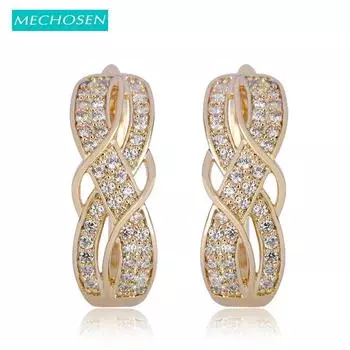 Роскошные геометрические серьги-гвоздики Cubic ia Gold Color Brincos для женщин белый