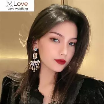 Роскошные геометрические серьги-капли с кристаллами для женщин, длинные серьги-кисточки в стиле бохо, свадебные украшения для невесты золотой