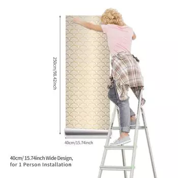 Роскошные геометрические золотые обои-веер для гостиной, самоклеящиеся, водонепроницаемые, декор для мебели, наклейка на стену 40x250cm 15.7x98.4in