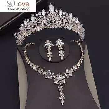 Роскошные хрустальные бусины ручной работы, тиары, свадебные комплекты украшений для женщин, свадебная корона невесты, свадебное платье, ожерелье, серьги, наборы корон