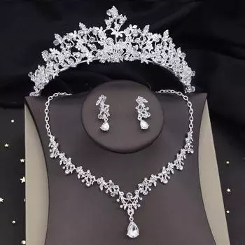 Роскошные хрустальные бусины свадебные комплекты ювелирных изделий для женщин тиара серьги колье ожерелье комплект для свадебного платья невесты корона комплекты мода