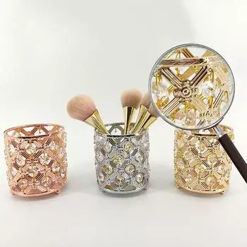 Роскошные хрустальные органайзеры для макияжа, настольный ящик для хранения косметических кистей, офисный пенал, держатель для теней для век United States