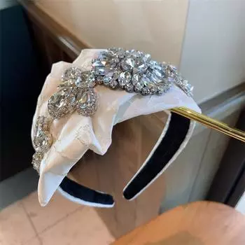 Роскошные хрустальные повязки для волос с драгоценными камнями для женщин, аксессуары для волос для девочек, сине-белые повязки для волос, банты для волос, ободки