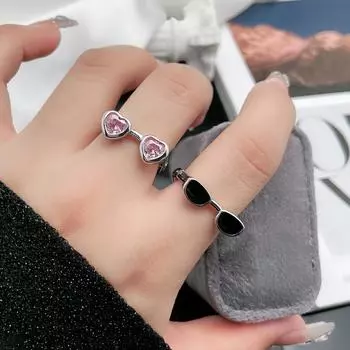Роскошные хрустальные солнцезащитные очки неправильной формы кольцо женское мода циркон открытые кольца для женщин вечерние свадебные украшения аксессуары чёрный