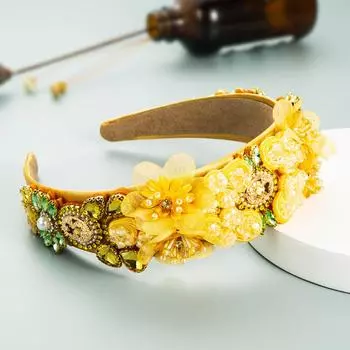 Роскошные хрустальные стразы Цветочные повязки на голову Блестящие милые аксессуары для волос для женской вечеринки Повязка на голову Обруч Головной убор