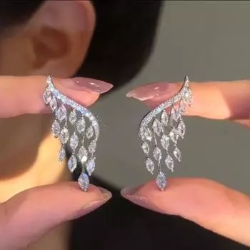 Роскошные и изысканные серьги с кисточками и микроинкрустацией из циркона с крыльями ангела, серьги S925, серебряные иглы, темпераментные женские серьги золотой