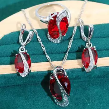 Роскошные и модные ожерелья, серьги, кольца, комплект из 3 предметов для невест, свадеб, вечеринок, ужинов, свадеб и женских аксессуаров 6 зелёный