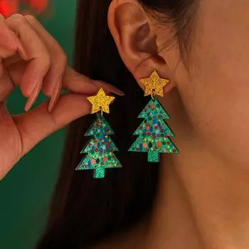 Роскошные и роскошные рождественские серьги 2025 года, новые популярные серьги для женщин с уникальным дизайнерским чувством, нишевая мода, акрил 1