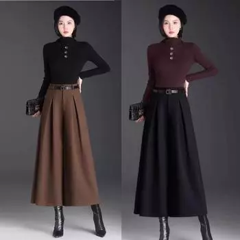 Роскошные и струящиеся юбки-брюки для женщин, идеально подходящие для создания изысканного образа весной и летом S чёрный