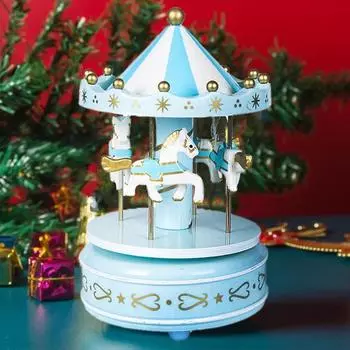 Роскошные игрушки-карусель, музыкальная шкатулка ручной работы, подарки, 1 шт. Роскошная музыкальная шкатулка-карусель, 4 лошади, вращение, романтика