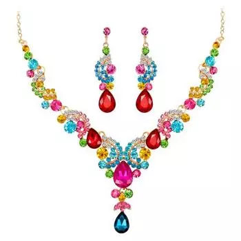 Роскошные капли воды, инкрустированные стразами, свадебное ожерелье, серьги, комплект ювелирных изделий