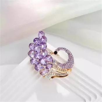 Роскошные классические фиолетовые павлиньи броши булавки для женщин и девочек элегантные значки с животными ювелирные аксессуары подарок