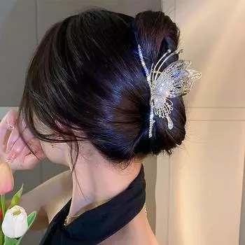 Роскошные когти для волос с кристаллами и бабочками для женщин, модные элегантные металлические заколки с геометрическим рисунком, заколки для волос в виде акулы, аксессуары для волос