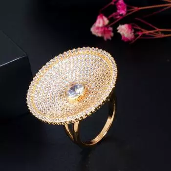 Роскошные кольца CMM с микро-паве, круглые кольца с кубическим цирконием золотого цвета, большие размеры, кольца для свадебной вечеринки для женщин, ювелирные изделия для помолвки 6 золотой