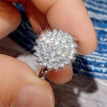 Роскошные кольца из белого золота с цветком для женщин, обручальные кольца, подарки на годовщину 7 белого золота